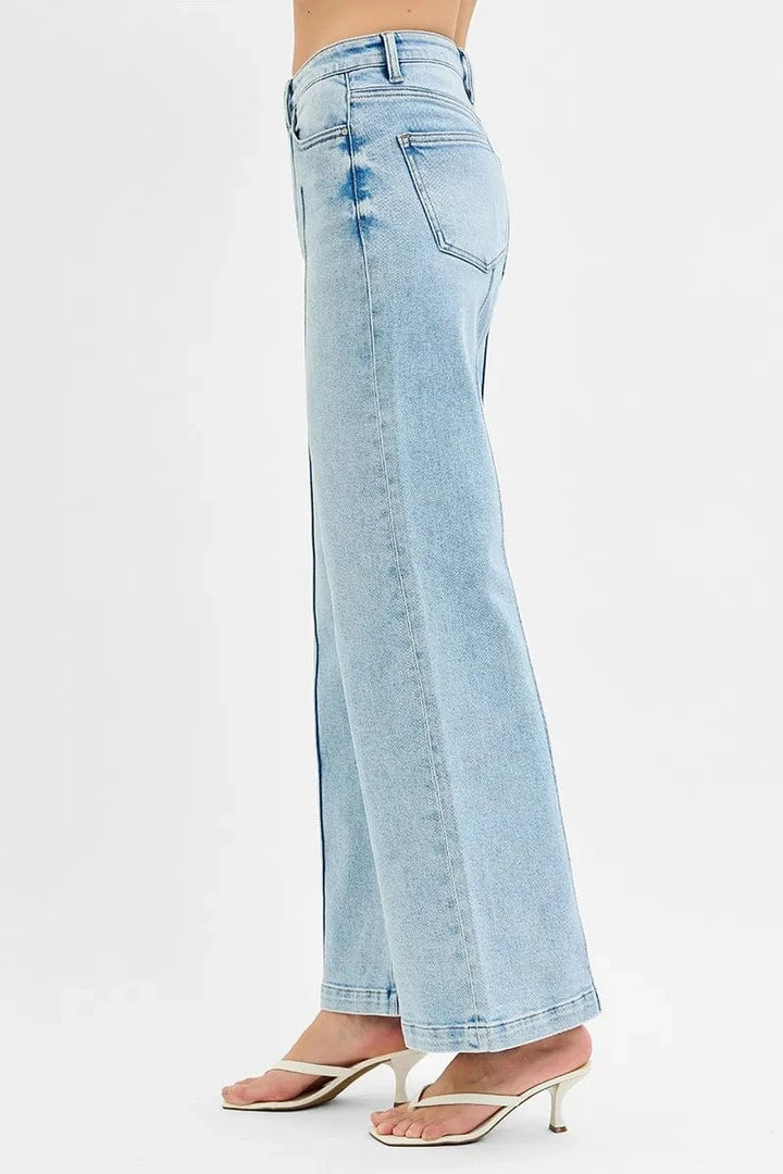 The802Gypsy-GypsyUSA Bottoms/Jeans ❤️GYPSY - High Waist Wide Leg Pintuck Detailed by RISEN