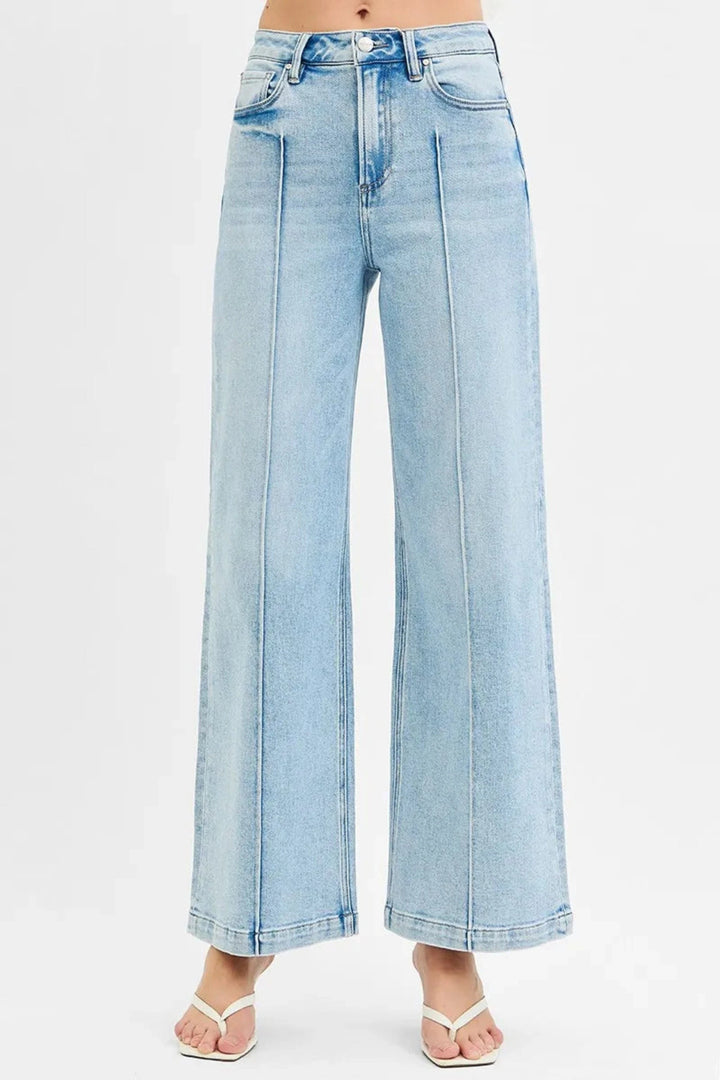 The802Gypsy-GypsyUSA Bottoms/Jeans Light Denim / 0(24) ❤️GYPSY - High Waist Wide Leg Pintuck Detailed by RISEN