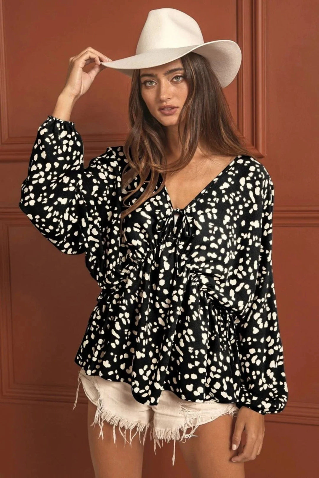 The802Gypsy-GypsyUSA Tops/Blouses & Shirts BLACK / S ❤️GYPSY - Leopard V Neck Blouse