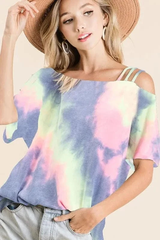 The802Gypsy-GypsyUSA Tops/T-shirts ❤️GYPSY - Tie Dye French Terry One Shoulder Top by BiBi