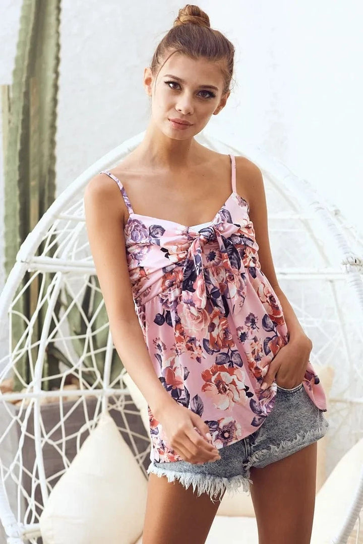 The802Gypsy-GypsyUSA Tops/Tank Tops ❤️GYPSY - Floral Tie Ribbon Tank Top by Bibi