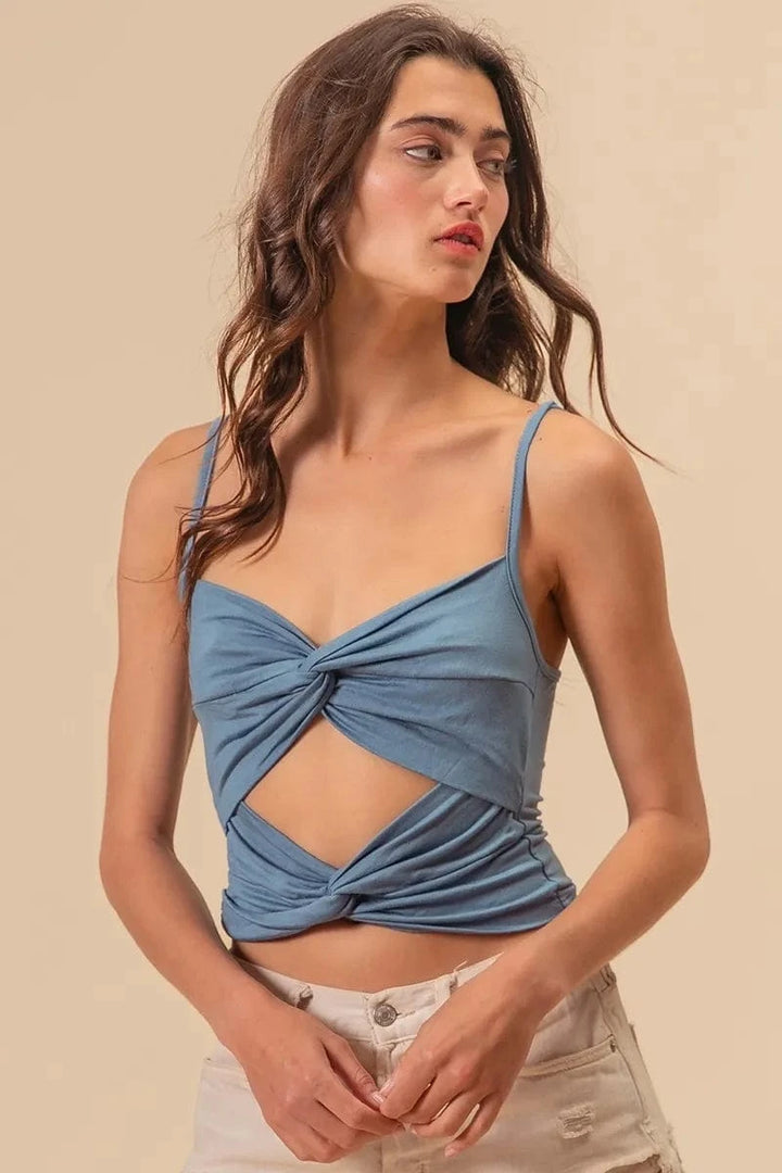 The802Gypsy-GypsyUSA Tops/Tank Tops ❤️GYPSY - Rayon Span Jersey Knit Double Twist Front Cami Top