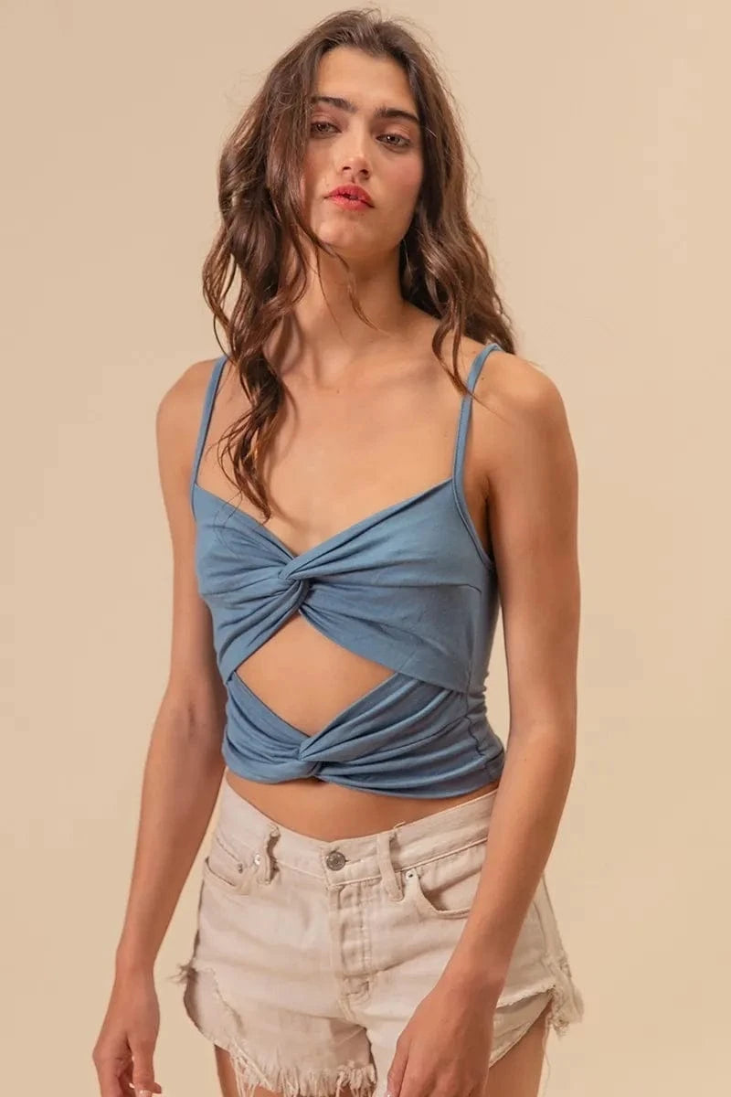 The802Gypsy-GypsyUSA Tops/Tank Tops ❤️GYPSY - Rayon Span Jersey Knit Double Twist Front Cami Top