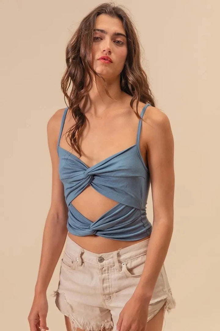 The802Gypsy-GypsyUSA Tops/Tank Tops ❤️GYPSY - Rayon Span Jersey Knit Double Twist Front Cami Top