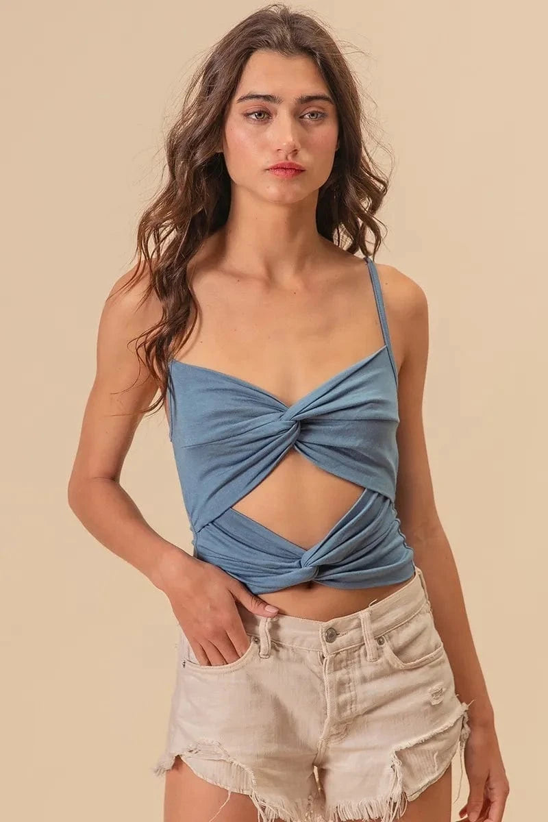 The802Gypsy-GypsyUSA Tops/Tank Tops ❤️GYPSY - Rayon Span Jersey Knit Double Twist Front Cami Top