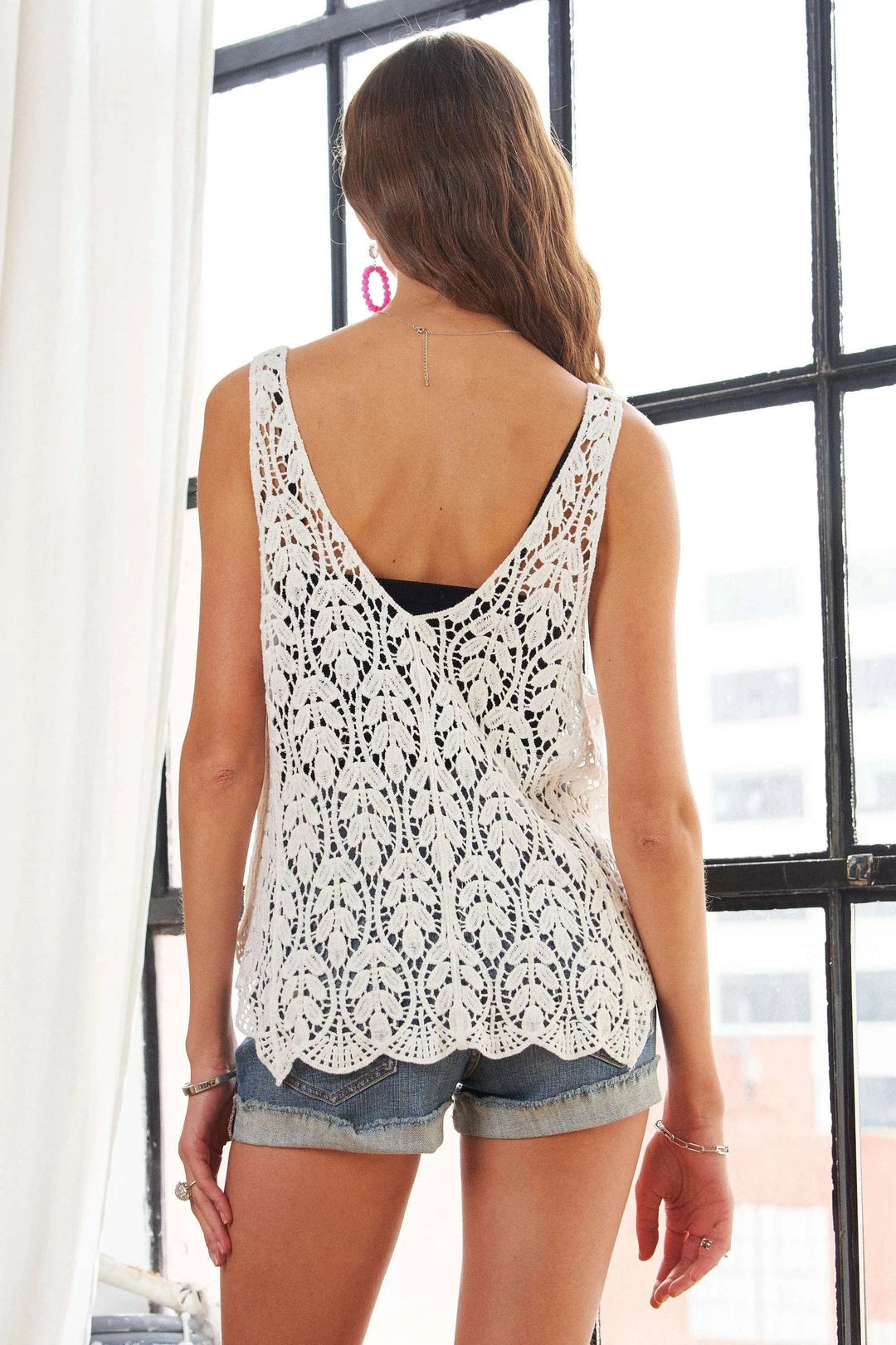 The802Gypsy-GypsyUSA Tops/Tank Tops IVORY / One Size ❤️GYPSY - Leaf Crochet Tank Top by ADORA