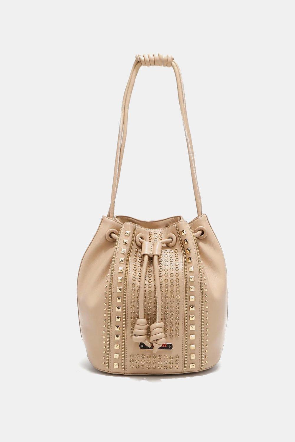 The802Gypsy Handbags, Wallets & Cases Beige / One Size GYPSY-Nicole Lee USA-Studded Bucket Bag