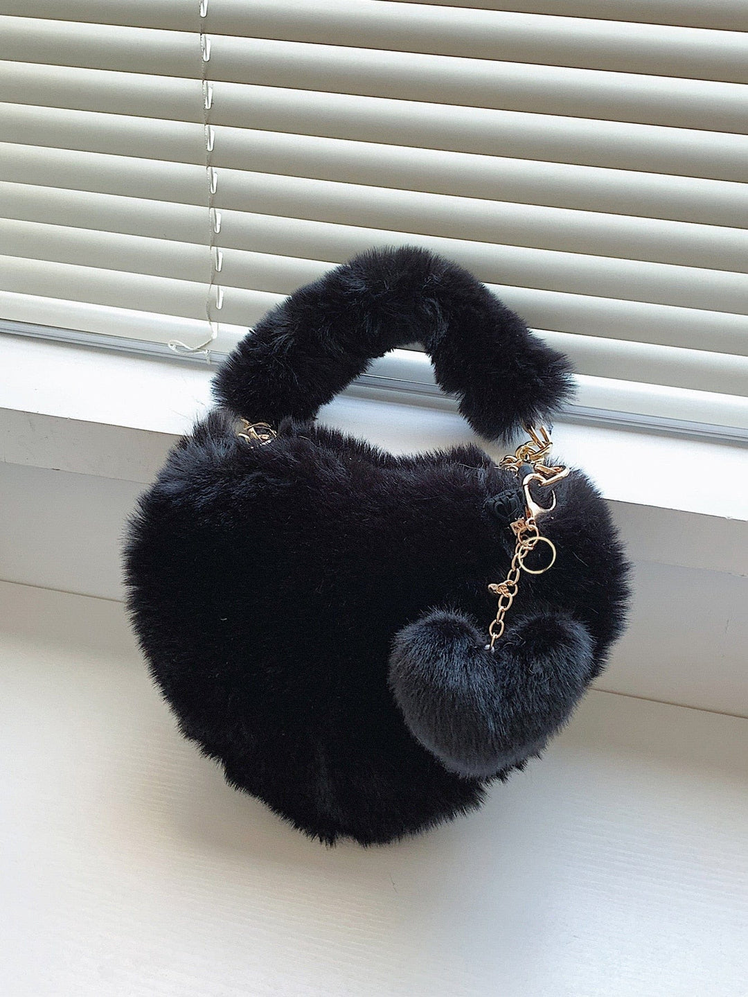 The802Gypsy Handbags, Wallets & Cases Black / One Size GYPSY-Heart Shape Faux Fur Handbag