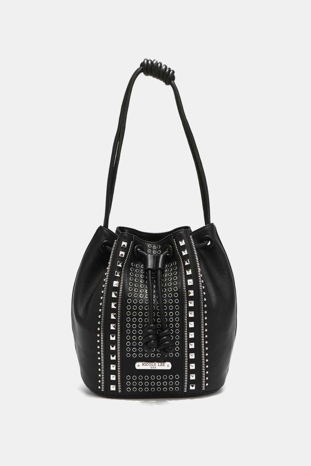 The802Gypsy Handbags, Wallets & Cases Black / One Size GYPSY-Nicole Lee USA-Studded Bucket Bag