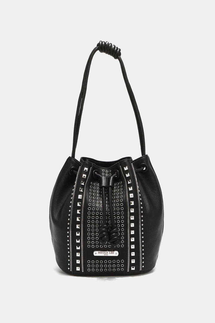 The802Gypsy Handbags, Wallets & Cases Black / One Size GYPSY-Nicole Lee USA-Studded Bucket Bag