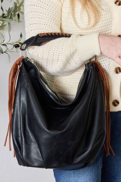 The802Gypsy Handbags, Wallets & Cases BLACK / One Size GYPSY-SHOMICO-Fringe Detail Contrast Handbag