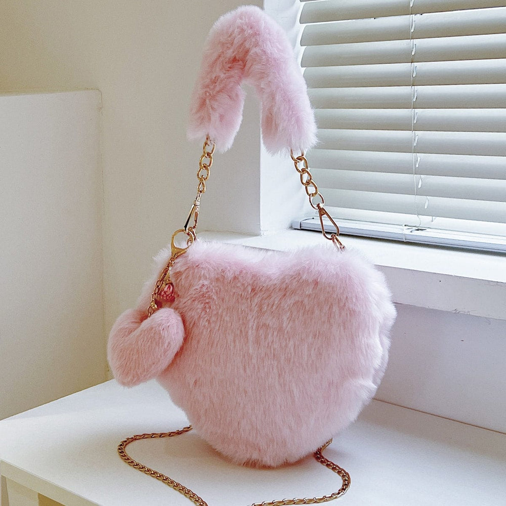 The802Gypsy Handbags, Wallets & Cases Blush Pink / One Size GYPSY-Heart Shape Faux Fur Handbag