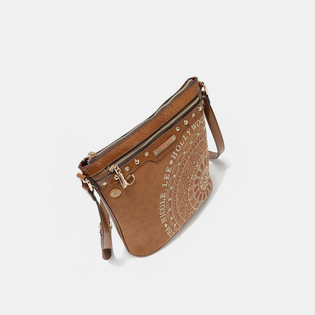 the802gypsy Handbags, Wallets & Cases ❤️GYPSY-Nicole Lee USA-Metallic Stitching Embroidery Inlaid Rhinestone Crossbody Bag