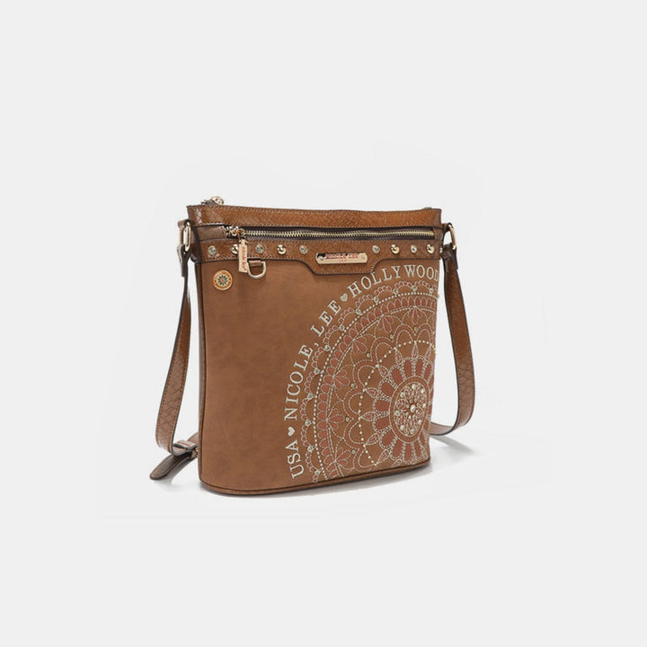 the802gypsy Handbags, Wallets & Cases ❤️GYPSY-Nicole Lee USA-Metallic Stitching Embroidery Inlaid Rhinestone Crossbody Bag