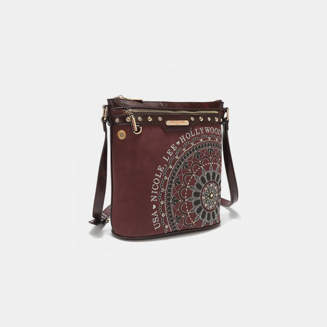 the802gypsy Handbags, Wallets & Cases ❤️GYPSY-Nicole Lee USA-Metallic Stitching Embroidery Inlaid Rhinestone Crossbody Bag