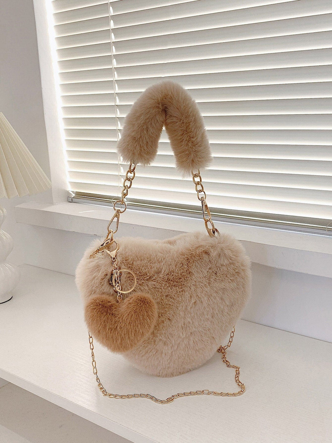 The802Gypsy Handbags, Wallets & Cases Khaki / One Size GYPSY-Heart Shape Faux Fur Handbag