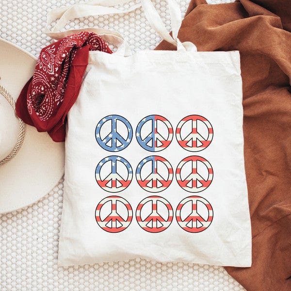 The802Gypsy Handbags, Wallets & Cases Natural / 15x16 ❤️GYPSY FOX-Peace Sign Flags Tote