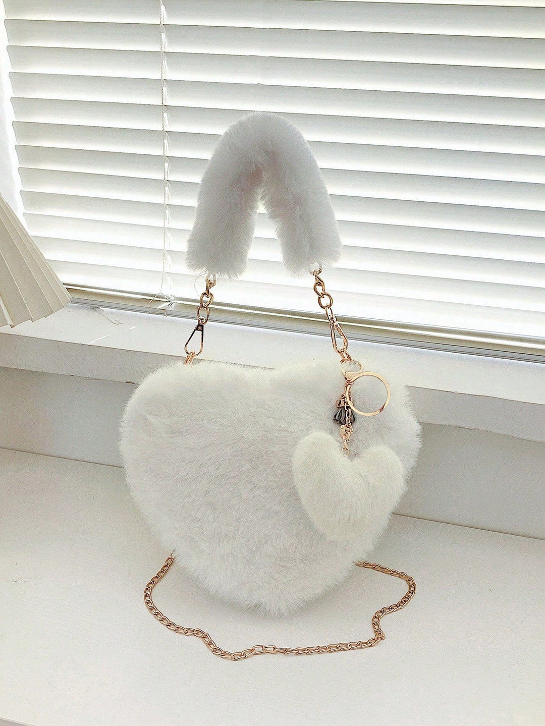 The802Gypsy Handbags, Wallets & Cases White / One Size GYPSY-Heart Shape Faux Fur Handbag