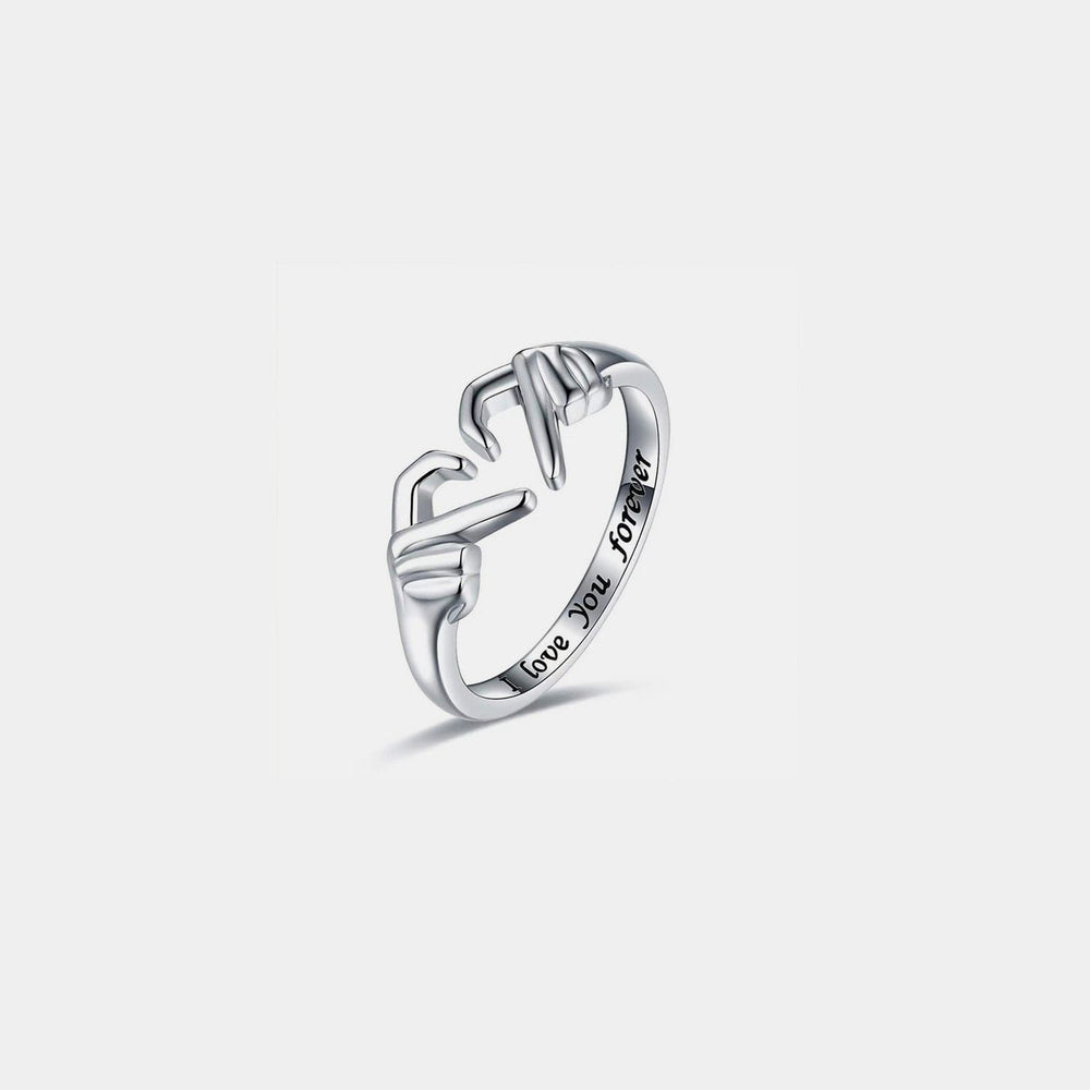 The802Gypsy jewelry Silver / 7 GYPSY-Hand Heart Shape 925 Sterling Silver Open Ring
