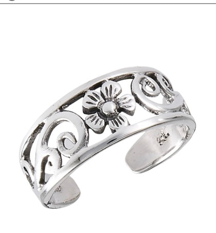 The802Gypsy jewelry silver ❤MY GYPSY-Flower Band Sterling Silver Toe Ring