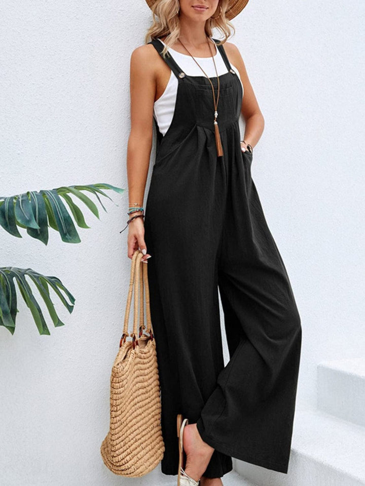 The802Gypsy Jumpsuits & Rompers Black / S GYPSY-Cozy Pocketed Wide Strap Overalls ⏹️