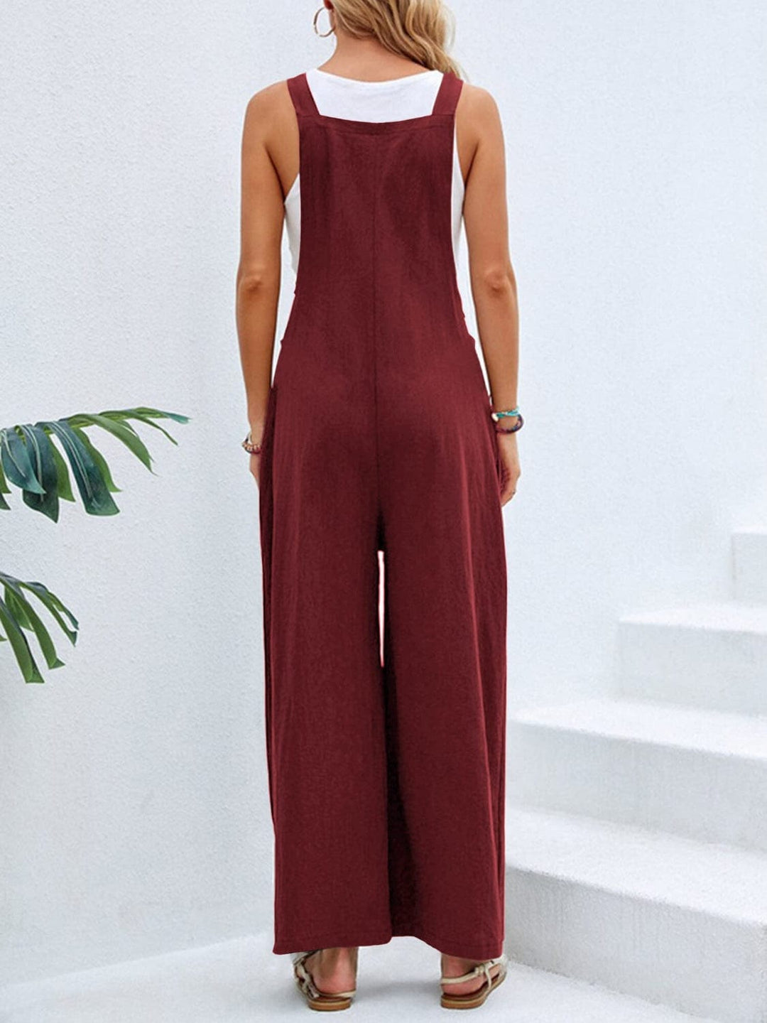 The802Gypsy Jumpsuits & Rompers Burgundy / S GYPSY-Cozy Pocketed Wide Strap Overalls ⏹️