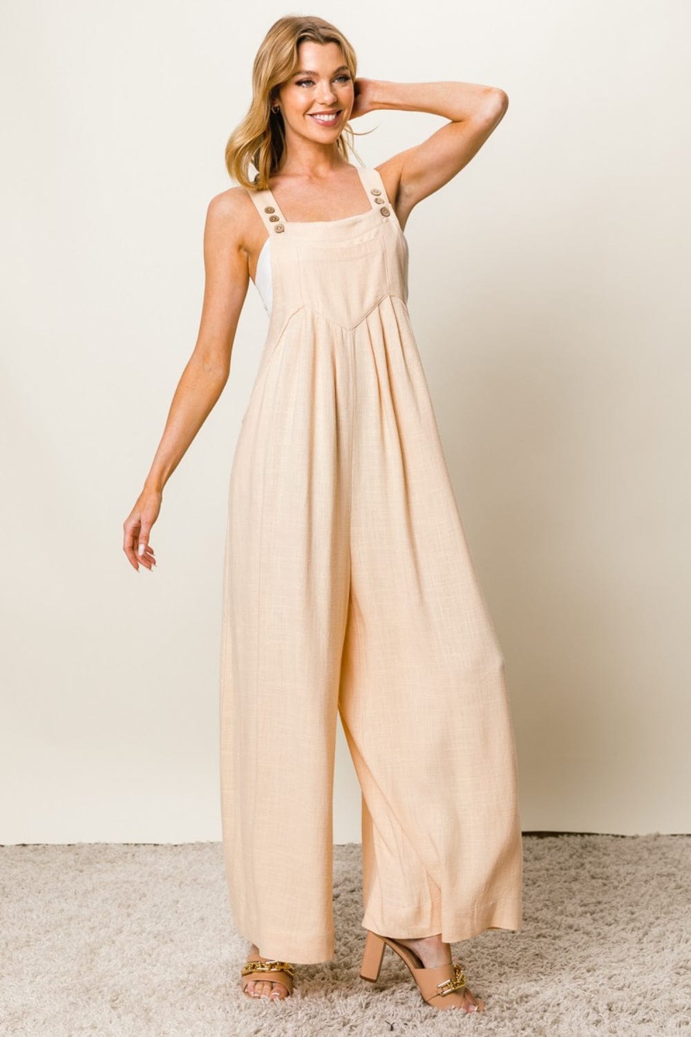 The802Gypsy Jumpsuits & Rompers ❤️GYPSY-BiBi-Texture Sleeveless Wide Leg Jumpsuit