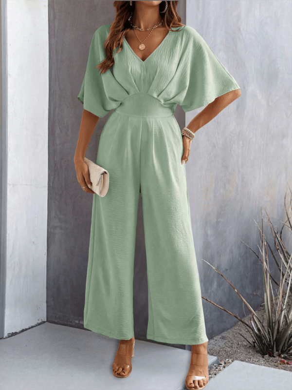 The802Gypsy Jumpsuits & Rompers GYPSY GIRL-Short-Sleeved  Wide-Leg Jumpsuit