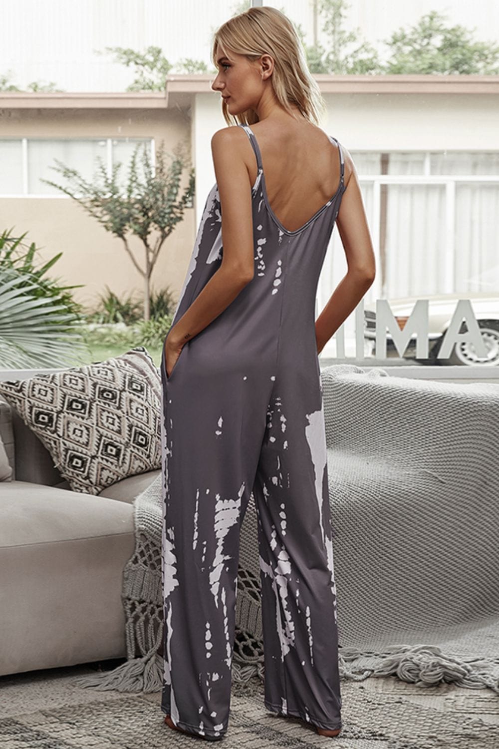 The802Gypsy Jumpsuits & Rompers GYPSY-Tie-Dye Spaghetti Strap Jumpsuit with Pockets