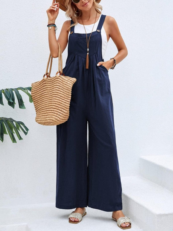 The802Gypsy Jumpsuits & Rompers Navy / S GYPSY-Cozy Pocketed Wide Strap Overalls ⏹️