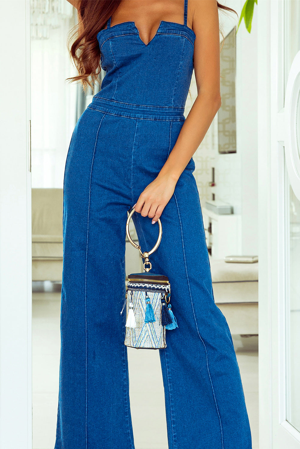 The802Gypsy  Jumpsuits & Rompers TRAVELING GYPSY-Spaghetti Straps Denim Jumpsuit
