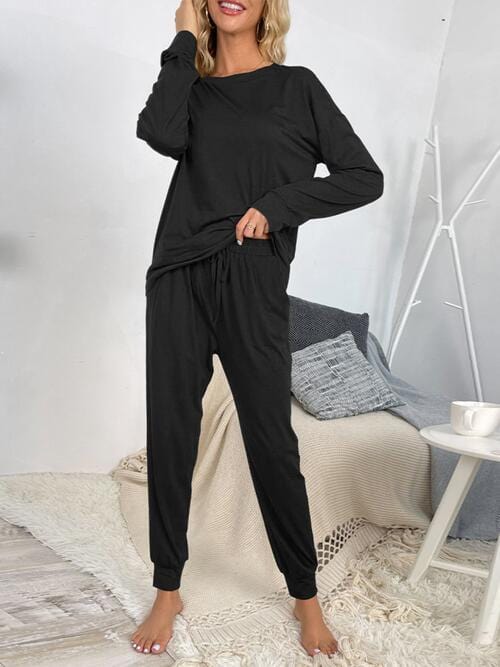 The802Gypsy Loungewear Black / S GYPSY-Top and Drawstring Pants Lounge Set