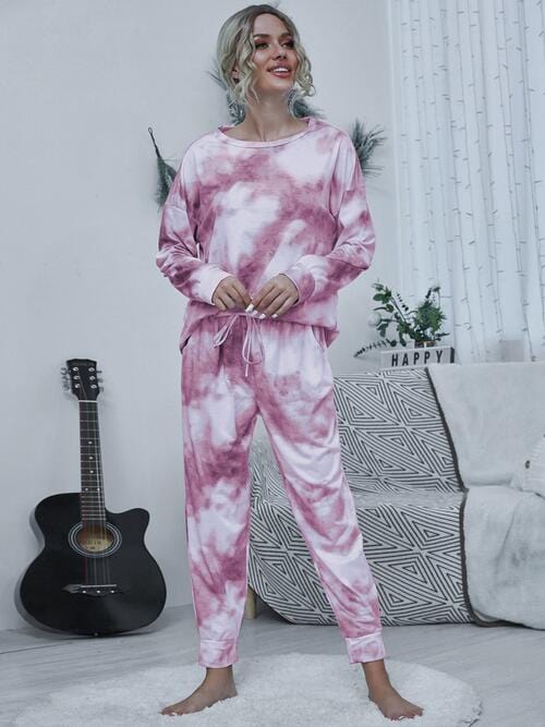 The802Gypsy Loungewear Carnation Pink / S GYPSY-Tie dye Top and Drawstring Pants Lounge Set