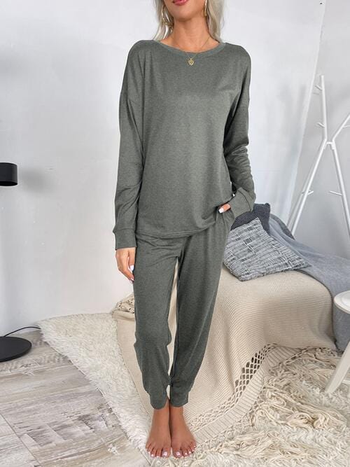 The802Gypsy Loungewear Heather Gray / S GYPSY-Top and Drawstring Pants Lounge Set