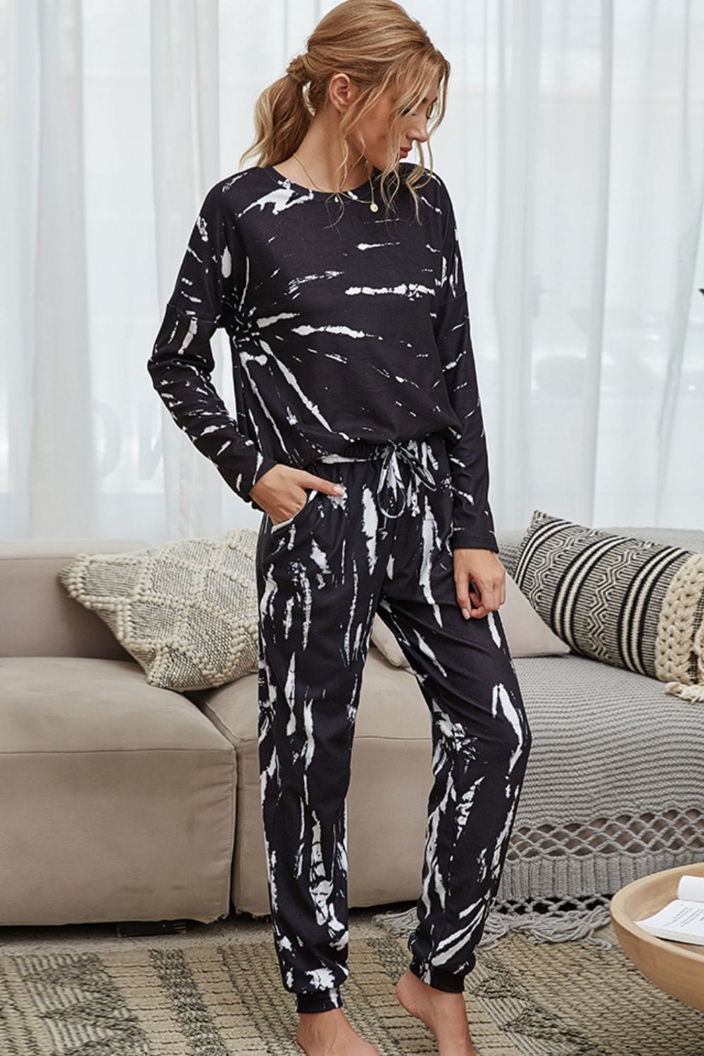 The802Gypsy Loungewear sets GYPSY-Tie-Dye Top and Drawstring Waist Joggers Lounge Set