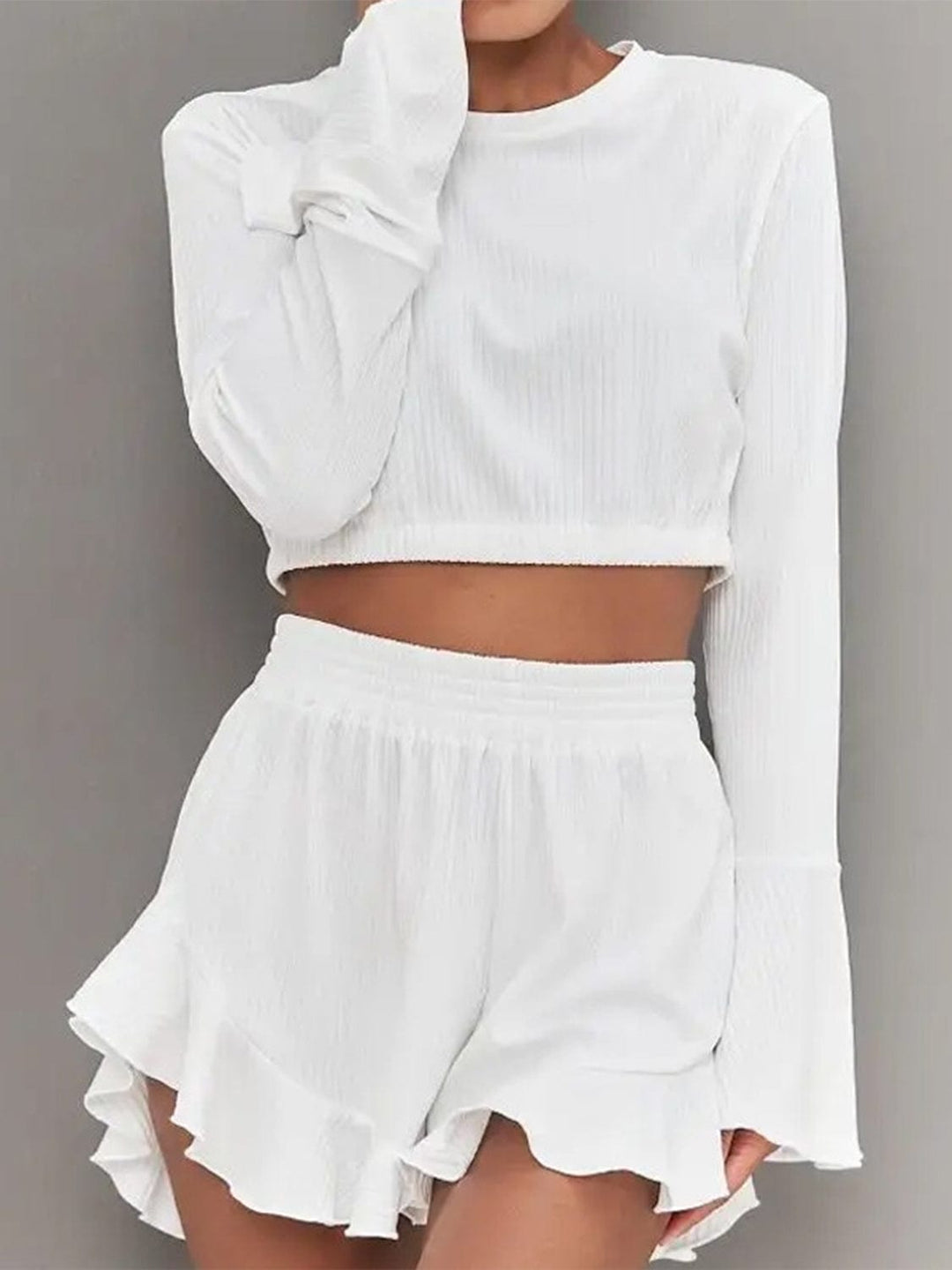 The802Gypsy Loungewear sets White / S GYPSY-Lounge Perfect Top and Ruffled Shorts Set ⏹️