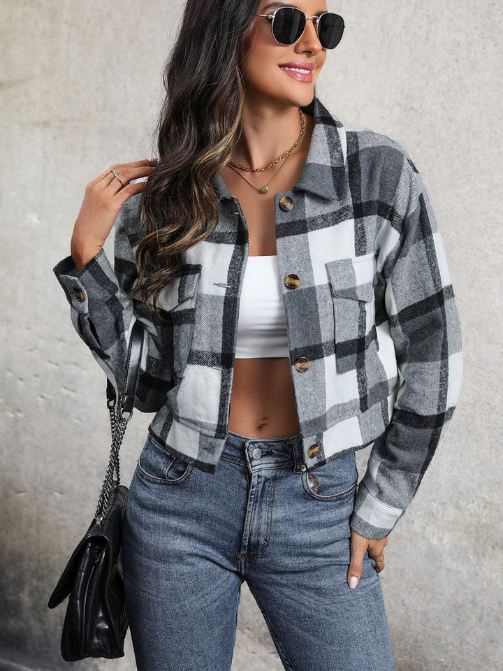 The802Gypsy Outerwear/Coats GYPSY-Plaid Button Up Cropped Jacket