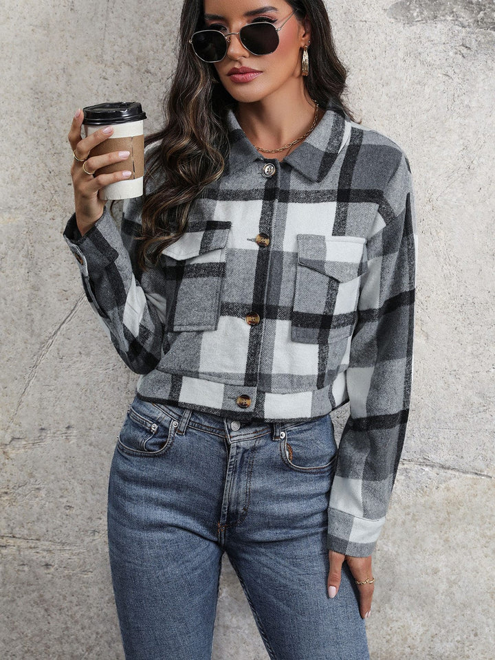 The802Gypsy Outerwear/Coats GYPSY-Plaid Button Up Cropped Jacket