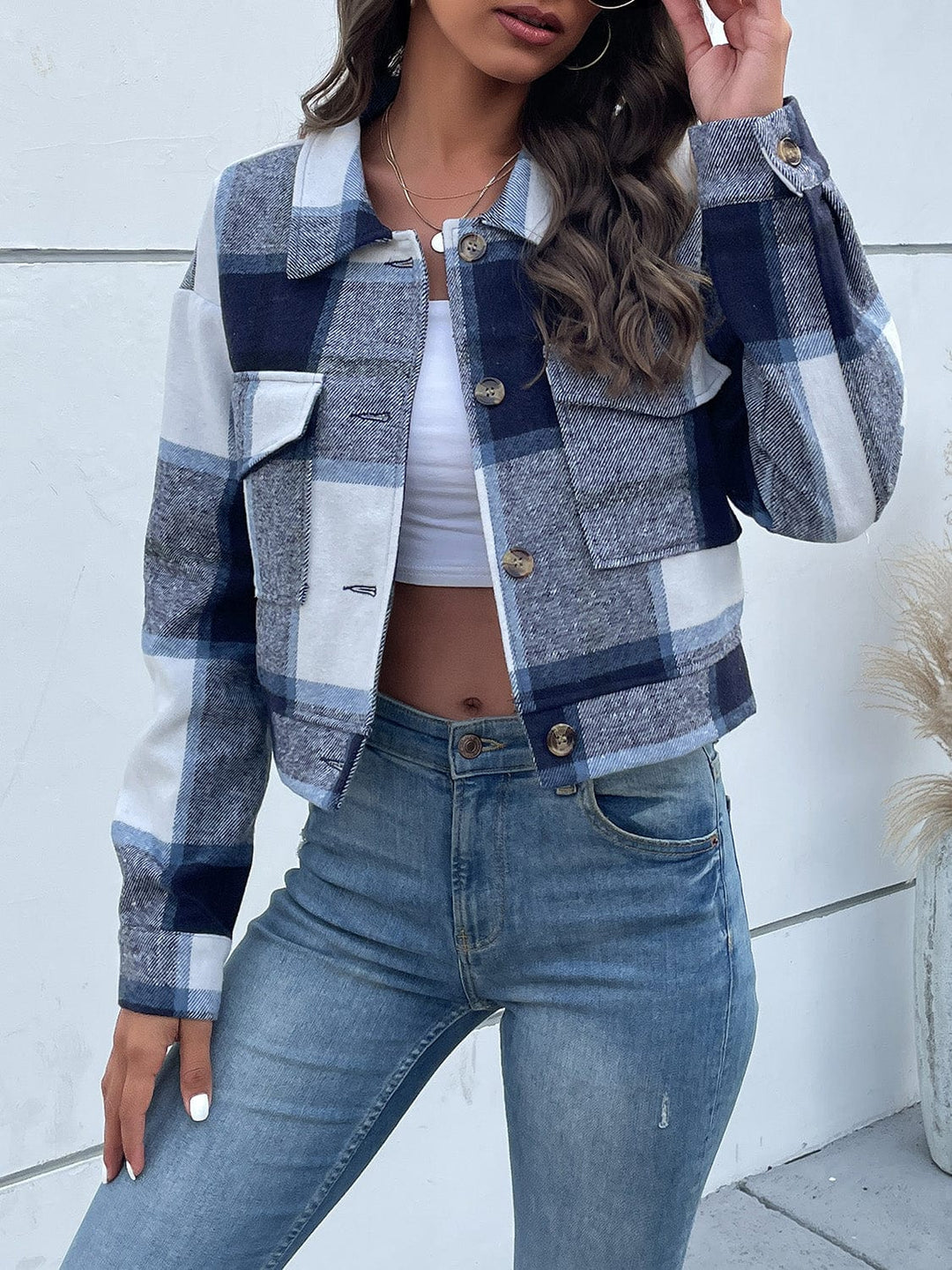 The802Gypsy Outerwear/Coats GYPSY-Plaid Button Up Cropped Jacket