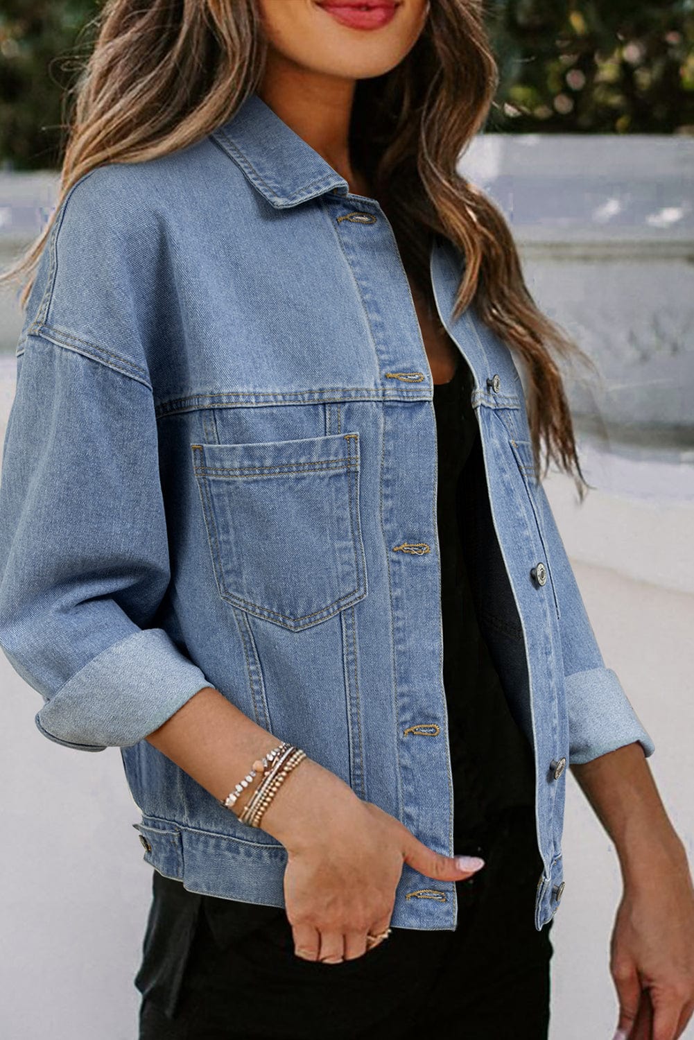 The802Gypsy  Outerwear/Denim jackets TRAVELING GYPSY-Washed Oversize Pocketed Denim Jacket ⏹️