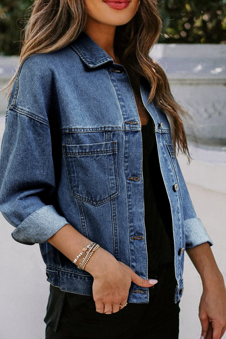 The802Gypsy  Outerwear/Denim jackets TRAVELING GYPSY-Washed Oversize Pocketed Denim Jacket ⏹️