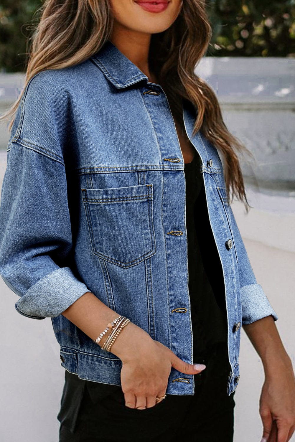 The802Gypsy  Outerwear/Denim jackets TRAVELING GYPSY-Washed Oversize Pocketed Denim Jacket ⏹️