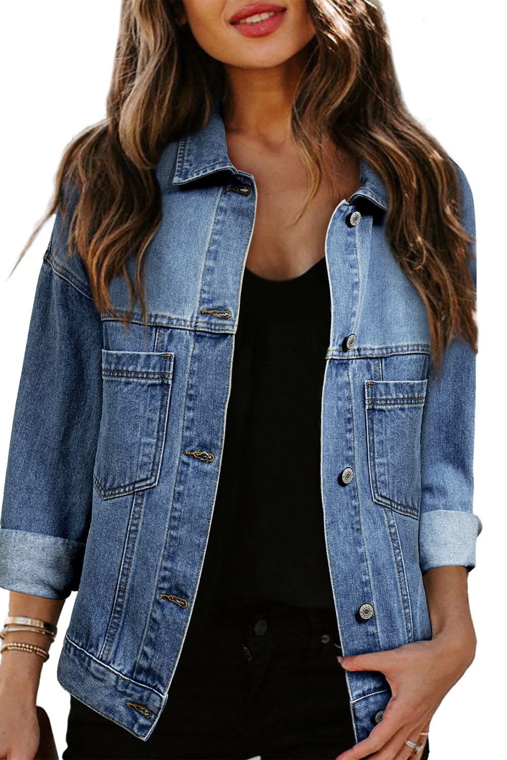 The802Gypsy  Outerwear/Denim jackets TRAVELING GYPSY-Washed Oversize Pocketed Denim Jacket ⏹️