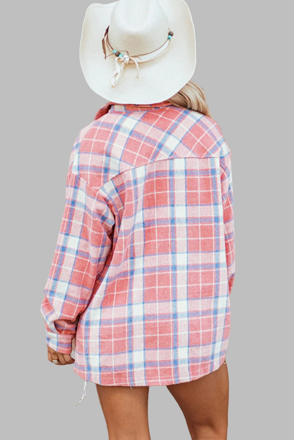 The802Gypsy  Outerwear/Plaid Shackets TRAVELING GYPSY-Pink Plaid Light Flannel Shacket ⏹️