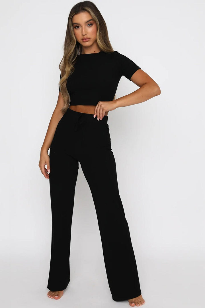 The802Gypsy outfit sets Black / S GYPSY-Short Sleeve Top and Pants Set