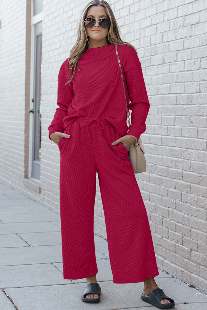 The802Gypsy outfit sets Cerise / 3XL ❤GYPSY-Double Take-Long Sleeve Top and Drawstring Pants Set