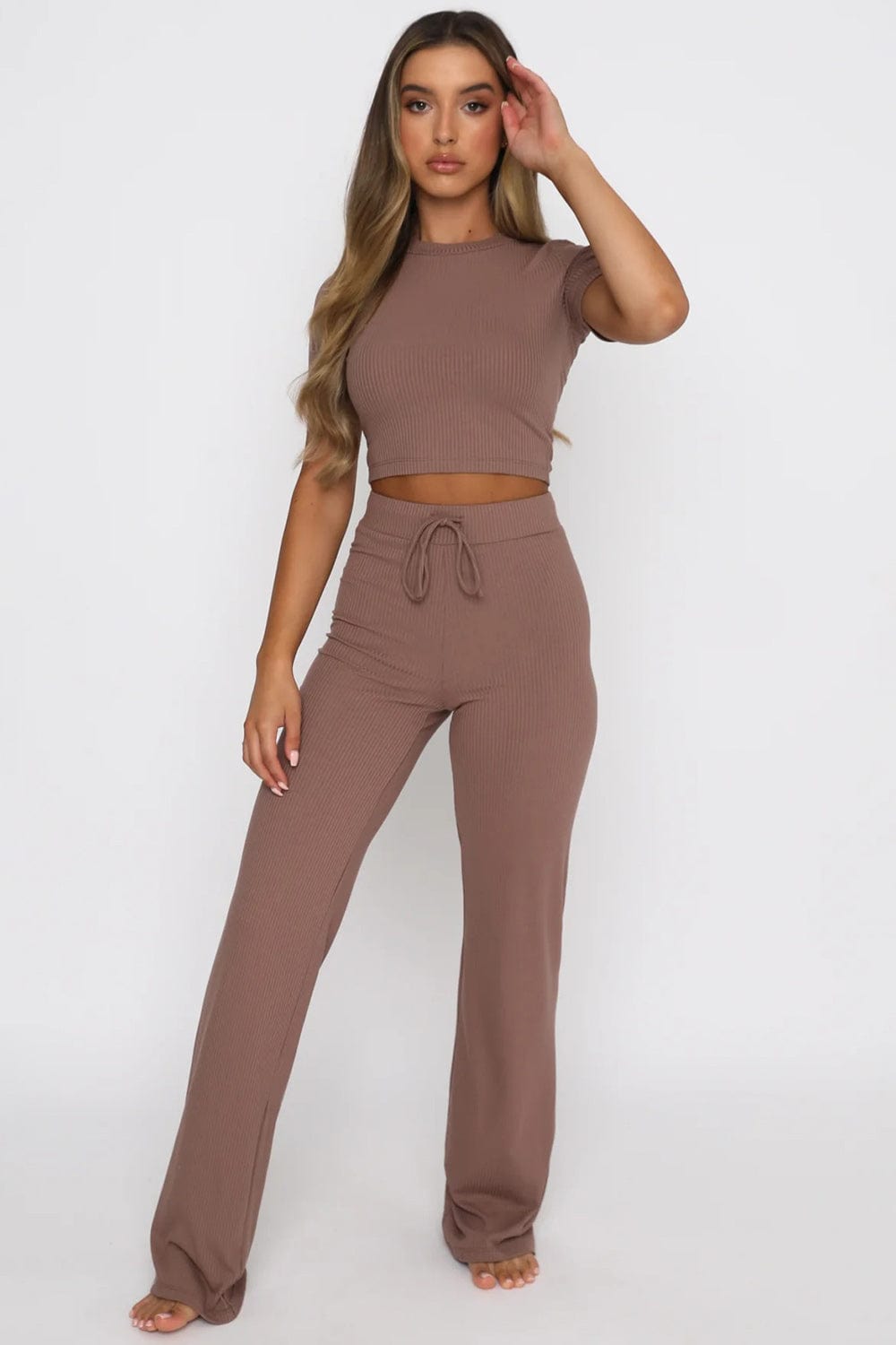 The802Gypsy outfit sets Chestnut / S GYPSY-Short Sleeve Top and Pants Set