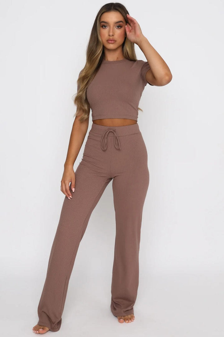 The802Gypsy outfit sets Chestnut / S GYPSY-Short Sleeve Top and Pants Set