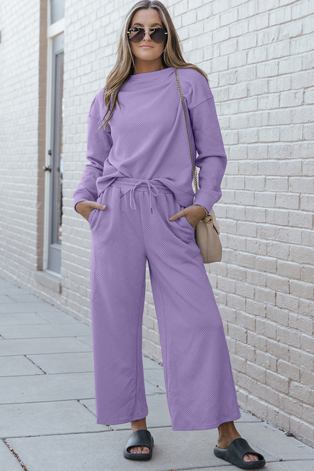 The802Gypsy outfit sets Lavender / 3XL ❤GYPSY-Double Take-Long Sleeve Top and Drawstring Pants Set