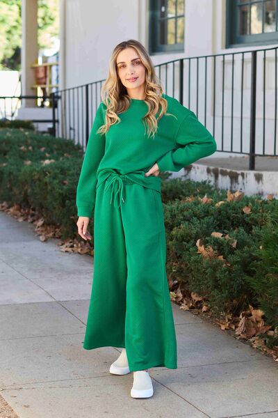 The802Gypsy outfit sets Mid Green / S ❤GYPSY-Double Take-Long Sleeve Top and Drawstring Pants Set